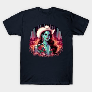 Neon Cowgirl Dreams: Lana Del Rey in Psychedelic Desert Nights T-Shirt